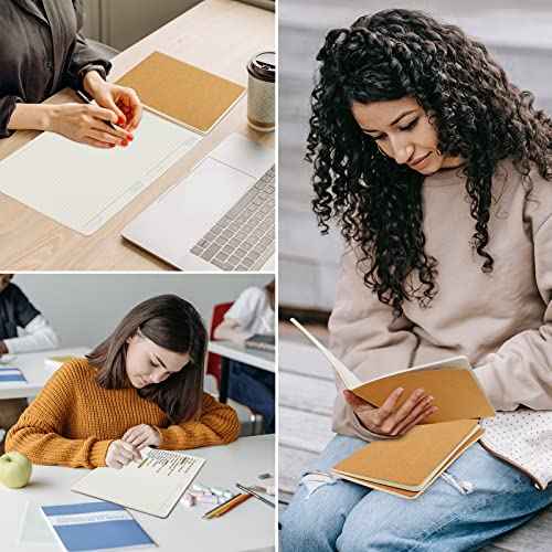 EUSOAR Notebooks College Ruled, 48pcs A5 5.5"x8.3" 60 Pages Soft Cover Kraft Lined Subject Journal Notebooks, Writing Note Pads Sketchbook Memo Composition,for School Office College Work Note Taking