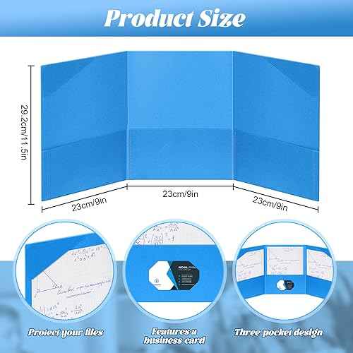 Tenceur 24 Pcs Tri Fold 3 Pocket Folder Plastic Folders with Pockets for Work Class Office Back to School Supplies (Blue)