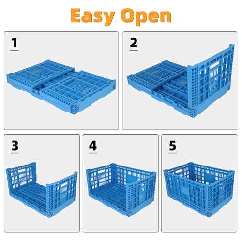 Collapsible Milk Crates, 72L Stackable Storage Crates, Plastic Heavy Duty Crate Basket, Folding Storage Containers for Organizing, Grocery, Office & Camping (23.6 "L ¡¿ 15.7" W ¡¿ 11.82 "H)