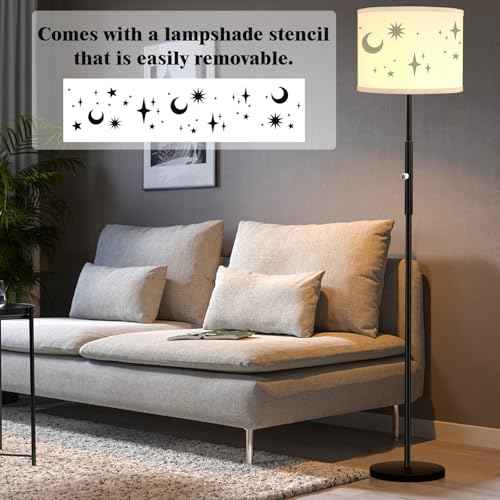 PARTPHONER Floor Lamp for Living Room Bedroom with Lampshade Stencil, 65¡¯¡¯ Modern Tall Lamp Simple Design Standing Lamps for Kids Room Home Office Reading, Bulb Included