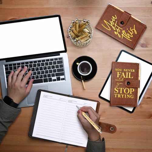 30 Sets Christmas Employee Appreciation Gifts Bulk Inspirational Leather Journal Notebooks with Bamboo Pens Thank You Gifts for Teacher Nurse Coworker Team Staff (Brown)