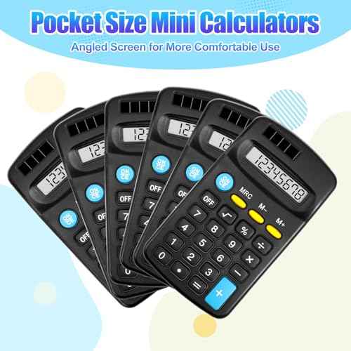 24 Pieces Pocket Calculator,Pocket Size Mini Calculators,Solar Battery Dual Power Function Calculator,8 Digit Display Basic Calculator for Students Kids Home Office(Black)