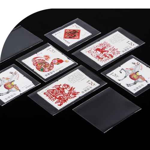 Philatelic Supplies OPP Stamp Protection Bags 8 Models, 95 pcs Each, Total 760 Stamps for Collection, philatelic Storage and Display Stamp Collecting Supplies