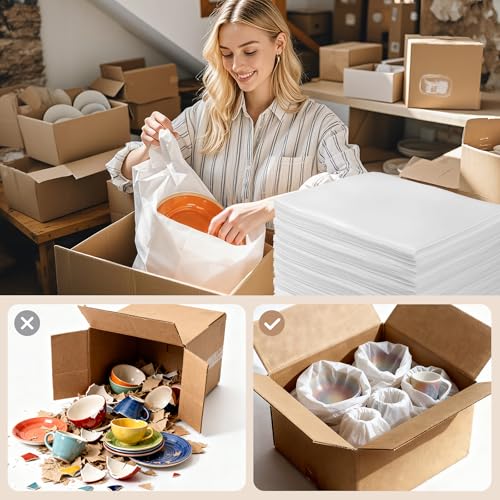 100 Pack Dish Packing Supplies for Moving, 12x12 Inch Cushion Foam