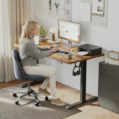 Klicelor 48 Inch Rustic Brown Electric Standing Desk with Memory Presets