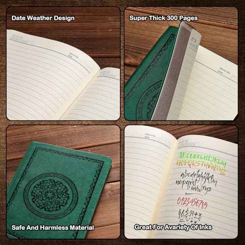 2026 Leather Vintage Journal Notebook,300 Pages,Leather Softcover Lined Journal Notebooks for Women Men,Notebook Journals for Writing Travel,Business,Office,5.7'' X 8.3'',Green