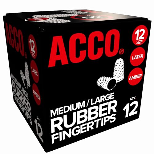 ACCO Rubber Finger Tips Size 12 Medium Nubbed Grip 11/16" Base 12 Pack