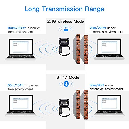 Eyoyo Orange Wearable 2D & 1D QR Bluetooth Finger Ring Barcode Scanner