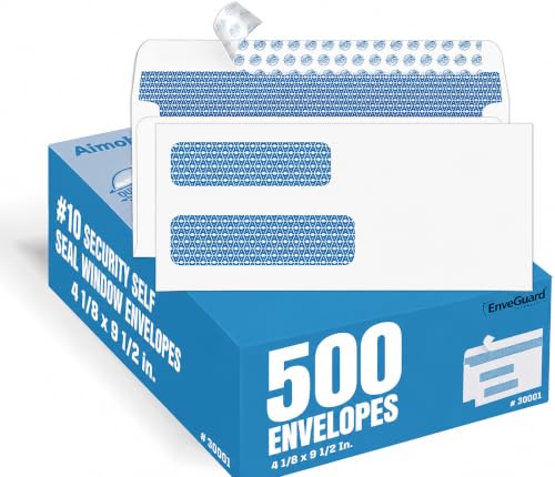 Aimoh #10 Double Window Self-Seal Security Envelopes 500 Ct.