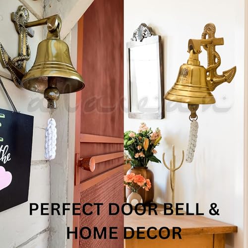 Large Indoor Outdoor Ship Anchor Bell - Decorative Metal Door & Wall Bell for Pub, School, Home, Office