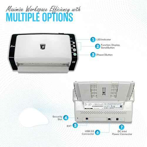 FI-6130Z Fujitsu Duplex Sheet-Fed Receipt Document Scanner with 24V & USB 2.0 Cable (Renewed)
