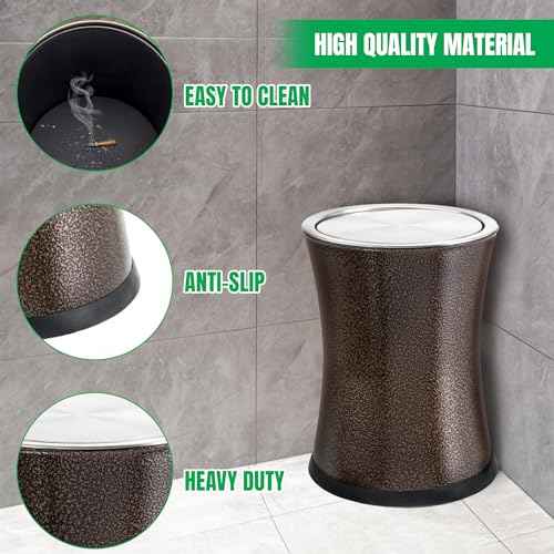 Bennett Swivel-A-Lid Small Trash Can, Metal Attractive 'Center-Inset' Designed Wastebasket, Modern Home D?cor, Round Shape (Brown)