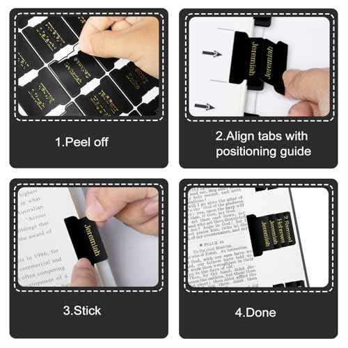 Bible Tabs, 75 Tabs, Laminated Bible Index Tabs for Women and Men, Bible Book Tabs for Easy Navigation, Large Print Easy to Read(Gold Foil Black)