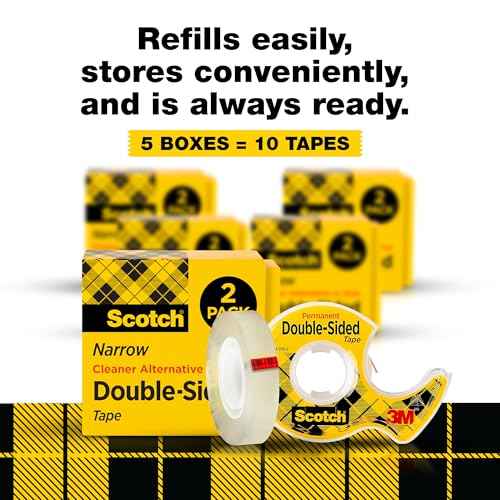 Scotch Double Sided Tape, Permanent Photo-Safe Adhesive, Clear, 1/2 inch x 500 inches per Roll, 10 Rolls (5 Packs of 2) ? Scrapbooking, Crafts and Office Supplies