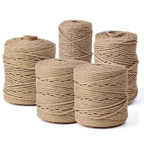 Natural Jute Twine,656 Feet 1/4 inch Hemp Twine Rope for Gift Wrapping Craft Plant Garden Christmas Handmade Arts Decoration Packing String Home Decor