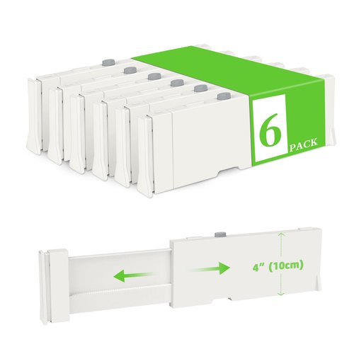 Irosiy Adjustable Drawer Organizer with Non-Slip Silicone, Multi-Purpose Storage Solution for Wardrobe, Kitchen, Office, 11.6"-17" Length, 4" Height, Durable ABS Plastic, Easy Setup