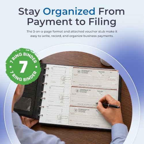 ABC 3-On-Page Manual Checks with Stub Vouchers, 100 Checks, Customizable