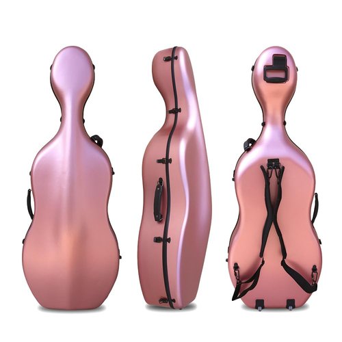 ModouString Cello Hard Case 4/4 with Wheels and Embedded handle Aviation Composite Materials Waterproof (rose gold)