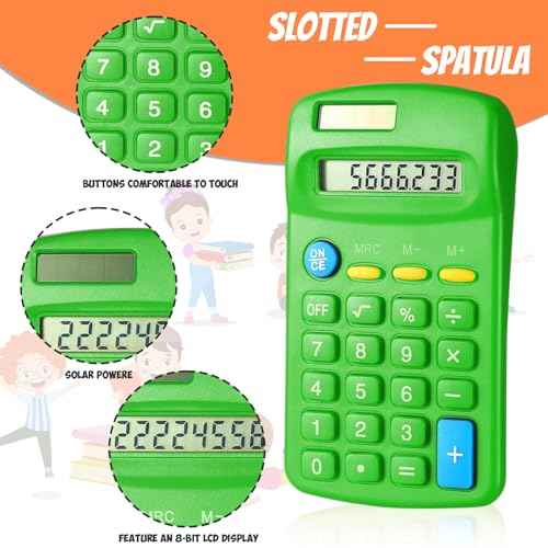 24 Pieces Basic Calculators for Students Small Pocket Size 8 Digit Display Mini Calculators Dual Powered Handheld for School Desktop Home(Green)