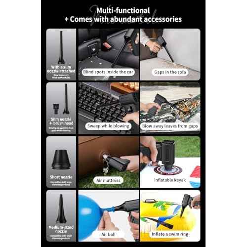 1-Second Turbo Blast ? Compressed Air Duster 200,000RPM - Powerful Cordless Electric Air Blower with LED Light, 4-Speed Adjustable, Rechargeable Dust Cleaner for PC, Car£¬Home Canned Air Alternative