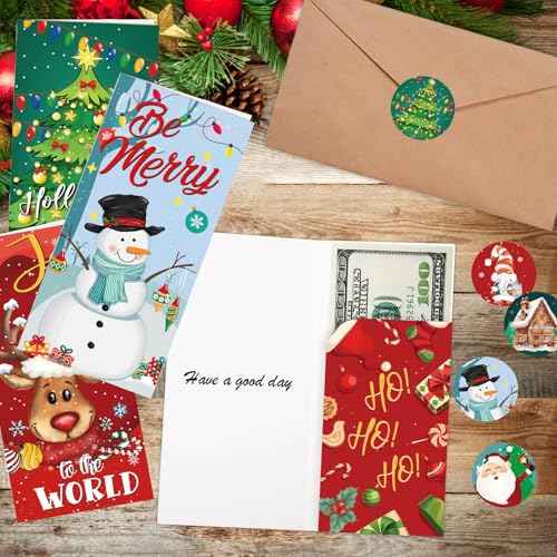 30 Pack Christmas Money Holders for Cash Gift Set,Christmas Money Cards with Envelopes,Cash Gift Card Holders,6 Design