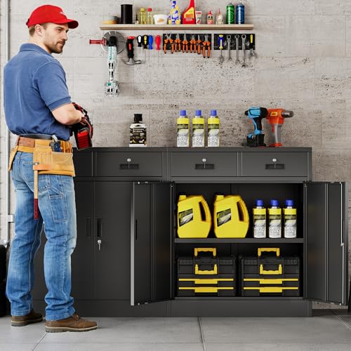 CJF Metal Storage Cabinet, Locking Cabinet with Adjustable Shelf and