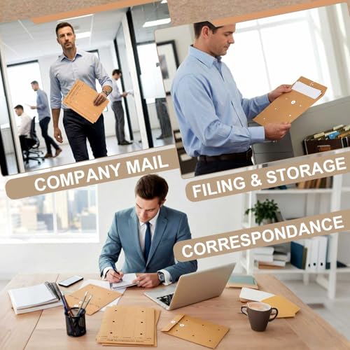Crtiin 50 Pack Interoffice Envelopes with String Tie, 10x13 & 9x12 Sizes, Bulk Office Mailers