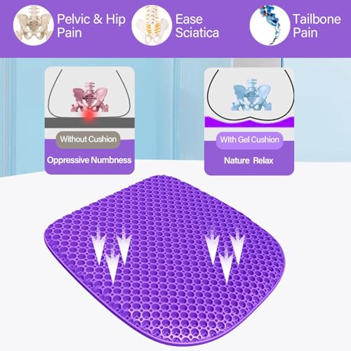TONINT Gel Seat Cushion 17x15, 1.2 in Thick, Non-Slip Cover for Office Car Wheelchair