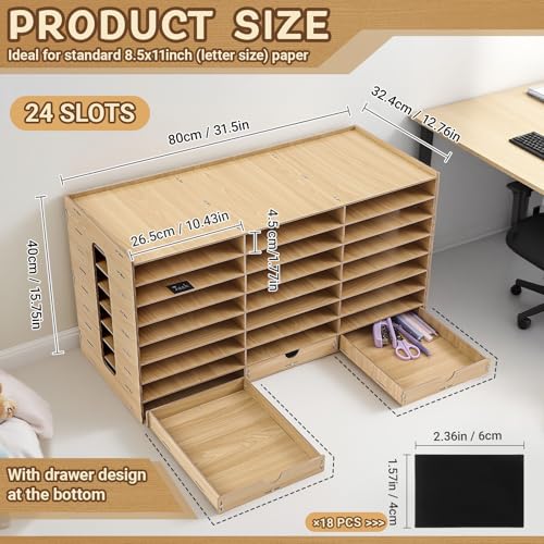 Wooden Classroom Mailboxes with 24 Slots, Student Organizer & Storage Cabinet
