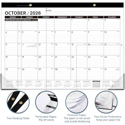 2026 Desk Calendar - 12 Months Large Desk Calendar 2026, Jan 2026 - Dec 2026, 17" x 12", Desk Pad, Large Ruled Blocks, to-do List & Notes, Best Desk/Wall Calendar for Planning or Organizing