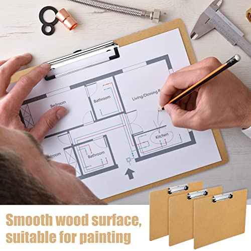 Sherr 30 Pcs Clipboard 9 x 13 Inch Large Brown Wooden Horizontal with Low Profile Clip Landscape Clipboard Layout for School Classroom Office Drawing Sketching Art Back to School Supplies