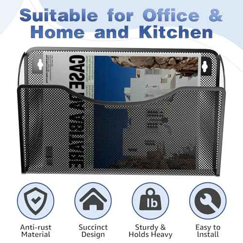 Wall File Organizer,Hanging Wall Mounted File Folder Binder Holder Mail Organizer for Office,Home and School Supplies