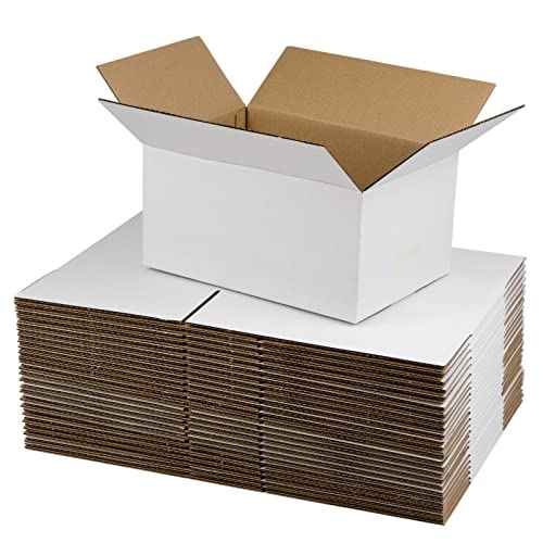 White Shipping Boxes 10x7x5 Inches Small Corrugated Cardboard Boxes, 25 Pack