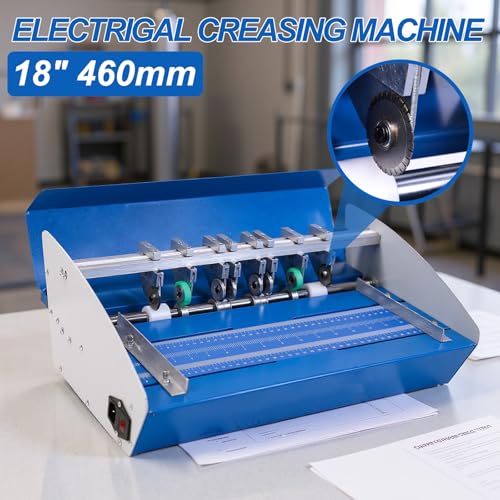 Blue 3-in-1 Electric Paper Creasing Machine with Scale Ruler, 35r/min