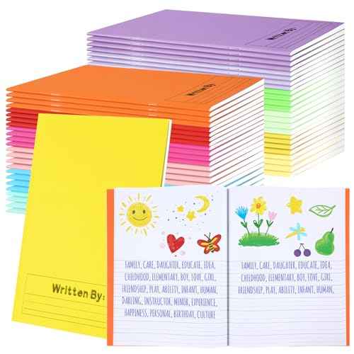 Henoyso 48 Pcs Primary Composition Notebook K-2 9 3/4 x 7 1/2 Inch Primary Journal, Back to School Supplies, Bulk Blank Writing Book for Kid to Write Draw Journal 60 Page Notebooks (Multicolored)