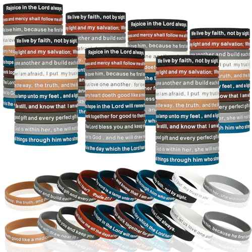 Estune 240 Pieces Bible Verses Bracelets Motivational Scripture Bracelets Bulk Religious Silicone Wristbands Quote Rubber Inspirational Wristbands Christian Gifts for Men Women Teens