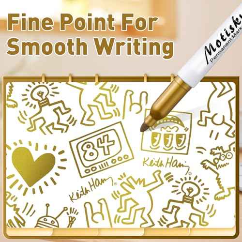 120 Pcs Metallic Permanent Markers Bulk: Gold Metallic Markers Fine Point Fine Tip Paint Markers for Gift Card Making, Artist Illustration, Industrial Marking