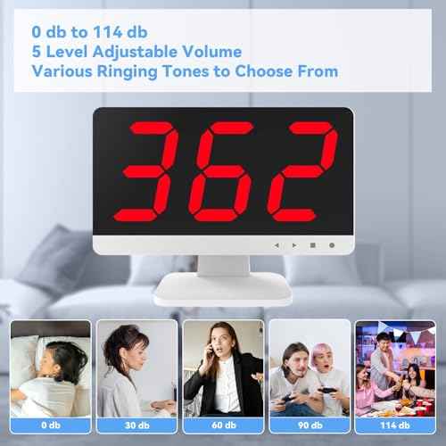 Wireless Call Bell System with 5 Call Buttons - 1000ft, Wireless Caregiver Pager Calling System with 1 Display Receiver for for Elderly at Nursing Home Office Medical Clinic Hospital Spa
