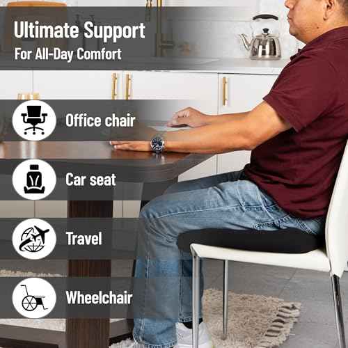 Mind Reader Air-Cloud Booster Seat Cushion for Office, Car, Wheelchair, Support Pillow with Carry Handle, Black