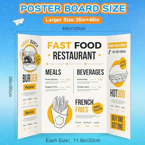 WinTS 6 Packs 36" x 48" Trifold Poster Board White TriFold Poster Boards Corrugated Presentation Board Large&Sturdy Foldable Poster Board for Presentations,School Projects,Science Fair