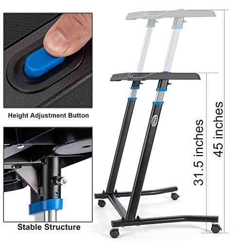 CXWXC Indoor Cycling Desk - Adjustable Height Bike Deak Laptop Stand Non-Slip Surface - Portable Bike Trainer Fitness Desk with Lockable Wheels