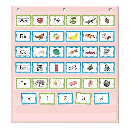 Godery Pink 7 Pocket Chart for Classroom (28" x 28")(Pink)