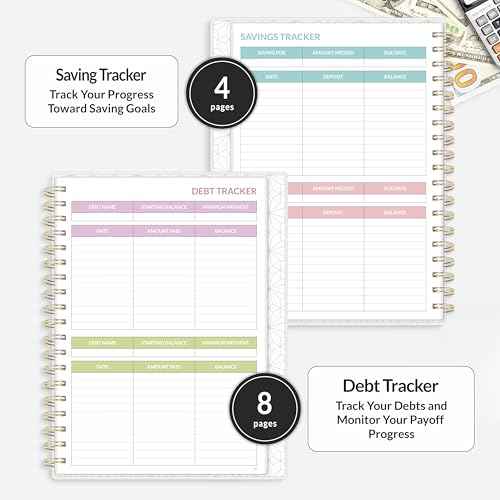 SUNEE Budget Planner - Deluxe Monthly Budget Book with 12-Pockets for Bill Organizer, Undated 12 Month Expense Tracker Notebook & Account Book B5 Size (8" x 10") to Manage Your Finance Planner, Pink