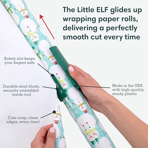 Little ELF Gift Wrap Cutter 2-Pack | Safe, Easy Holiday Paper Cutting Tool