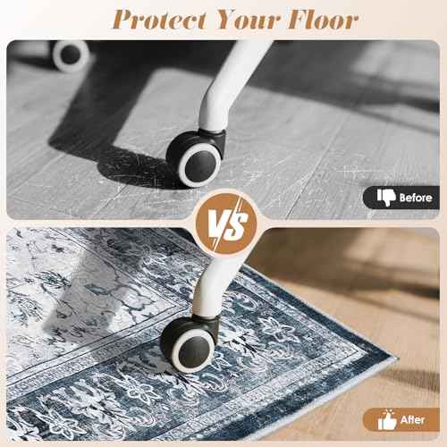 Office Chair Mat for Hardwood Tile Floor, 48"x60"Anti-Slip Under Desk Carpet Protector for Rolling Computer Chair Mat, Machine Washable Office Area Carpet (Fauxwool,Blue)