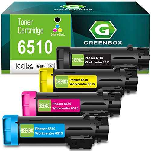 GREENBOX WorkCentre 6515 Phaser 6510 Compatible Toner Cartridge Replacement for Xerox 6515 106R03480 106R03477 106R03478 106R03479 for Xerox Phaser 6510, WorkCentre 6515 Printers Ink (1BK/C/Y/M)