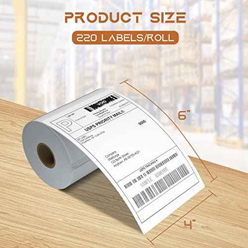 MFLABEL¢ç 6 Rolls Dymo 1744907 Compatible Labels for 4XL | 4"x6" Thermal Shipping Labels (220/Roll) + 24 Free Fragile Stickers | No Ink/Toner Needed! Compatible with Zebra Printers