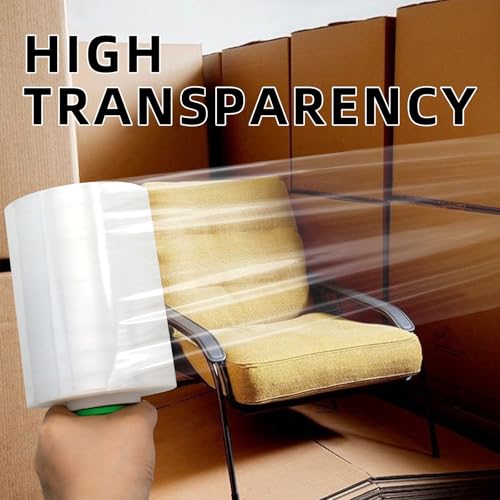ROSEUP Heavy Duty Clear Stretch Wrap Film 5"x1000ft Roll with Handle - 4 Pack