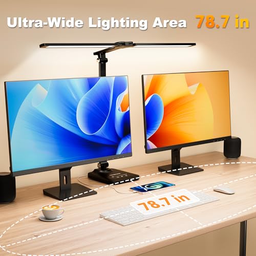 Black Adjustable LED Desk Lamp with USB, Dimmable Architect Light for Office & Home