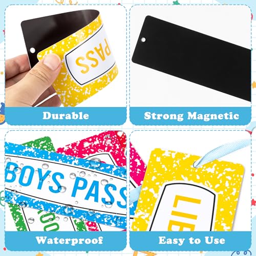 Magnetic School Hall Pass Set - Waterproof Composition Notebook Style for Students & Teachers